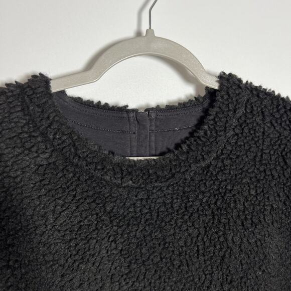 Lululemon Wool Whenever Crew SIZE 6 Black Sherpa Fleece Boxy Pullover Top - Picture 9 of 13